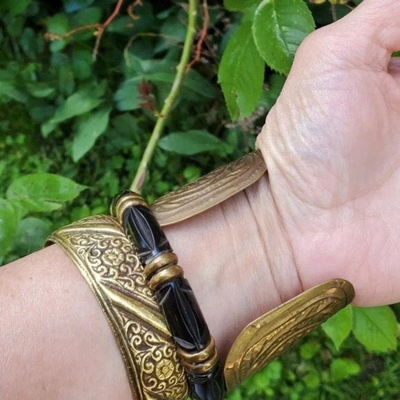 Vintage Brass Cuff and Bangle‎ Set - Picture 2 of 12
